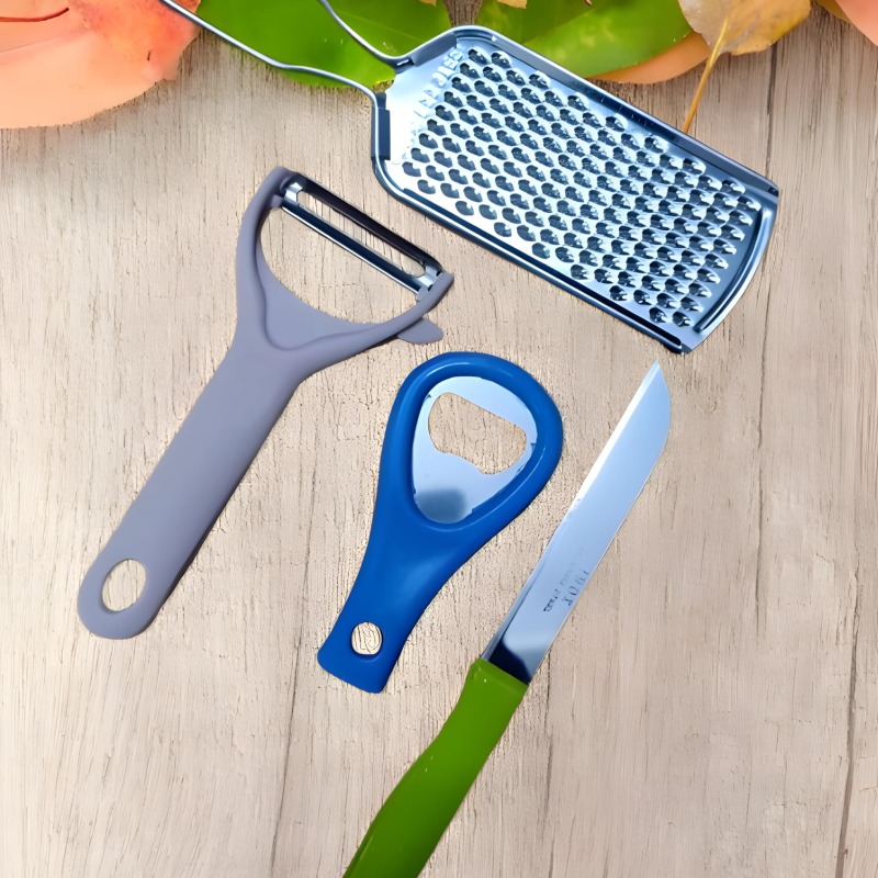 4-in-1 Kitchen Tool Combo Set – Grater, Peeler, Knife, Opener