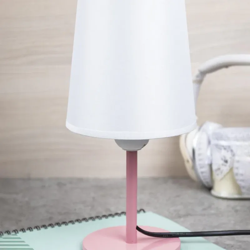 Modern Table Lamp - Pink, Iron & Polyester