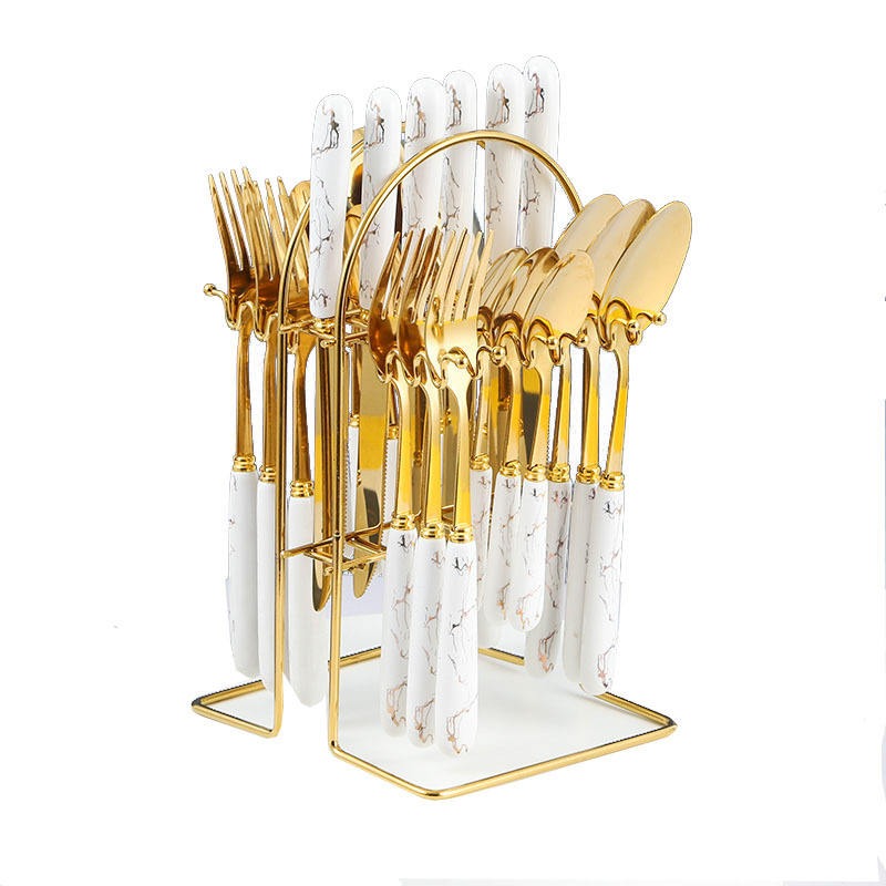 Ceramic Handle Cutlery Set Stainless Steel Spoon Fork Knife for Gift