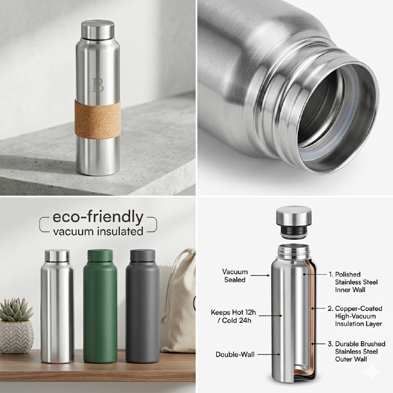 Stainless Steel 1000ml Water Bottle