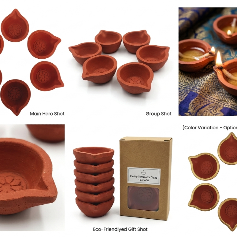 Handmade Clay Diya (Pack of 12)