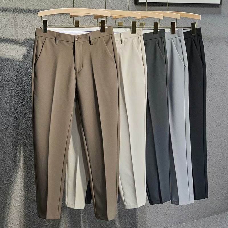 Free Size Dress Men Trousers Casual Business Slim Formal Suit Pants Official Set of 5