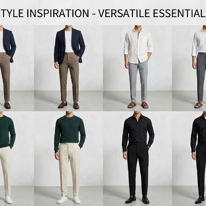 Free Size Dress Men Trousers Casual Business Slim Formal Suit Pants Official Set of 5