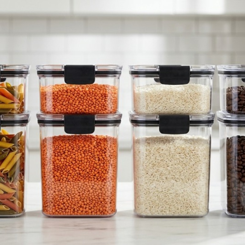 Fresh Style Storage Boxes Kitchen Airtight Food Containers Lids PP Storage Bins Home Organization Sets
