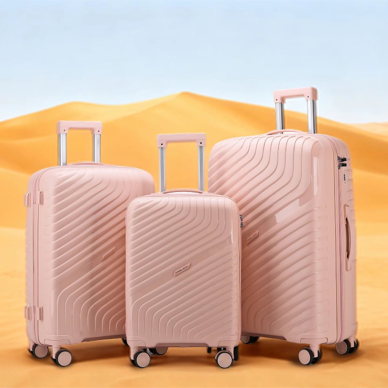 Hard Shell Luggage Set 3 Piece Waterproof PP Material Polyester Carry-On Suitcases Wholesale PP Material 
