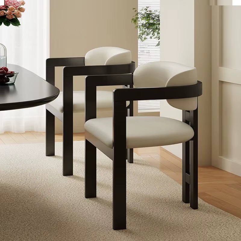 High Quality Restaurant Dinning Solid Wood Luxury Leather Upholstered Dining Chair With Arms Pack of 2