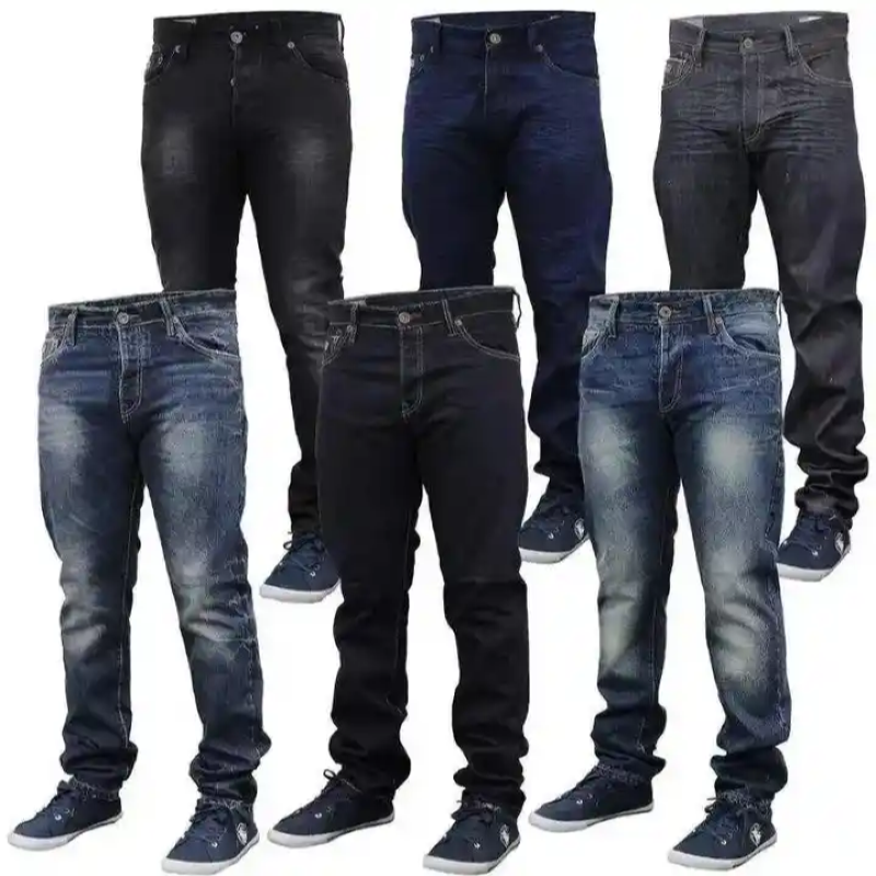 Mens Fashion New Slim fit Denim Stackable Jeans for Men Wash Loose Jeans in Vintage Denim Mud with Dirty Water Pack of 6 
