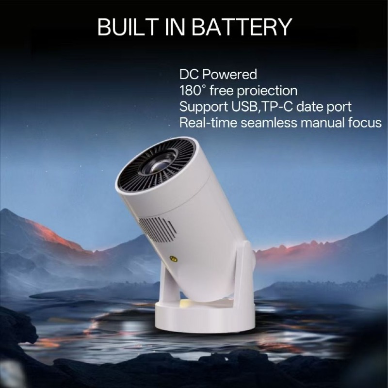 Portable Battery Projector HY200 HY300 BAT Built-in for Home Theater Outdoor LED Video Mobile TV Game Projecteur Type-C 