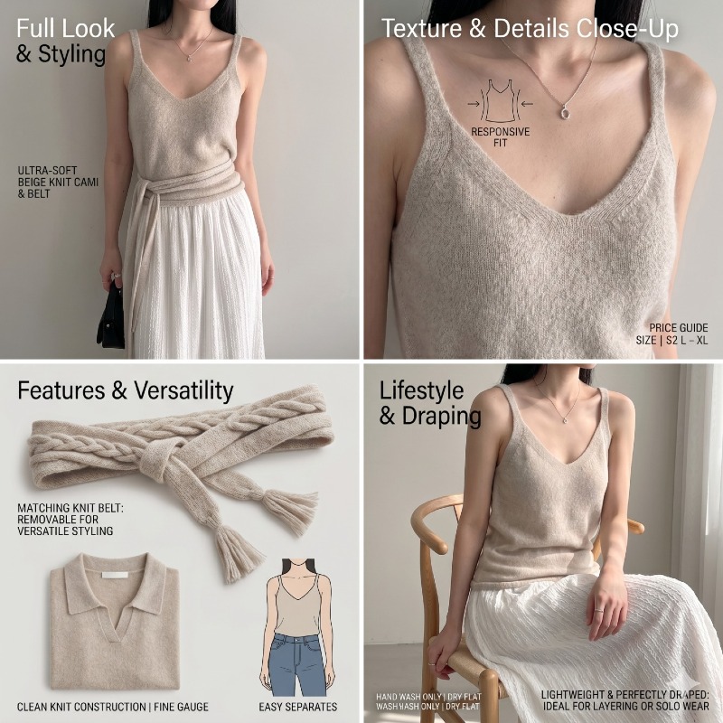 Sleeveless Tie-Front Knit Top