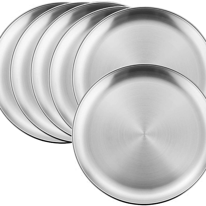 Stainless Steel Kitchen Dishes Dinner Set Porcelain White Luxury Embossed Plate Sets Dinnerware Plate Set of 5