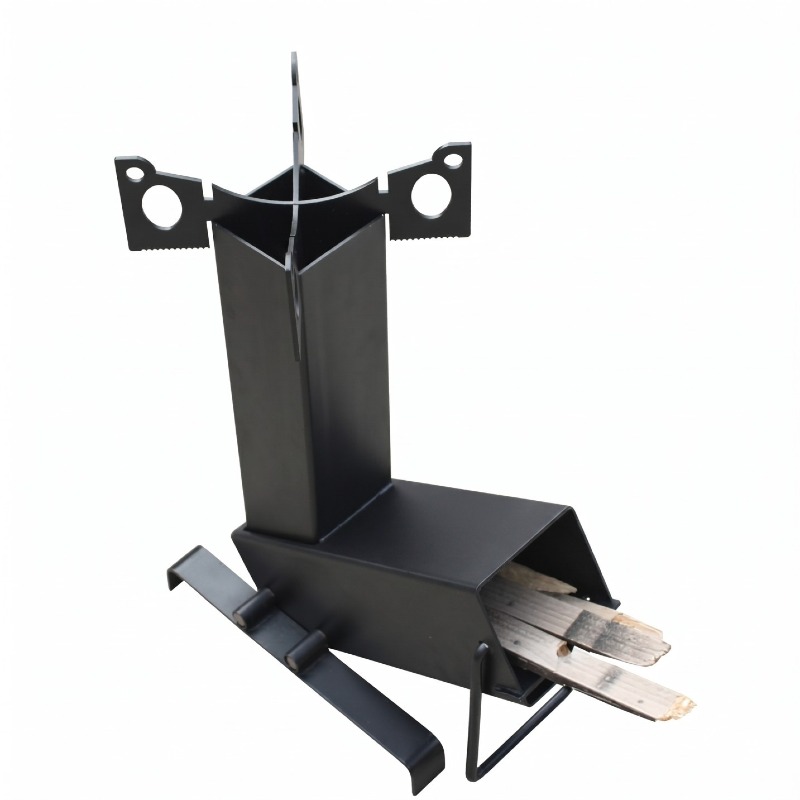 Portable High-Efficient Rocket Stove Wood-Burning Cook Stove for Outdoor Use Free-Standing Installation