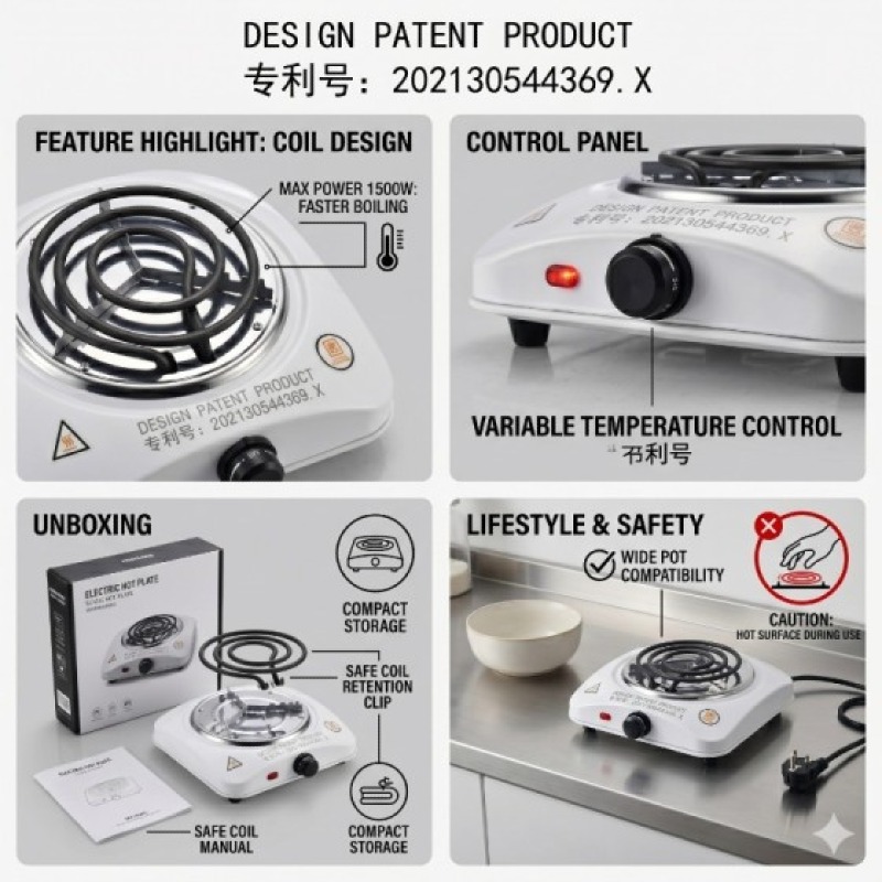 Portable Electric Single burner Stove Electric New Cooking Hot Plate Coil Thermostat 1000w OEM