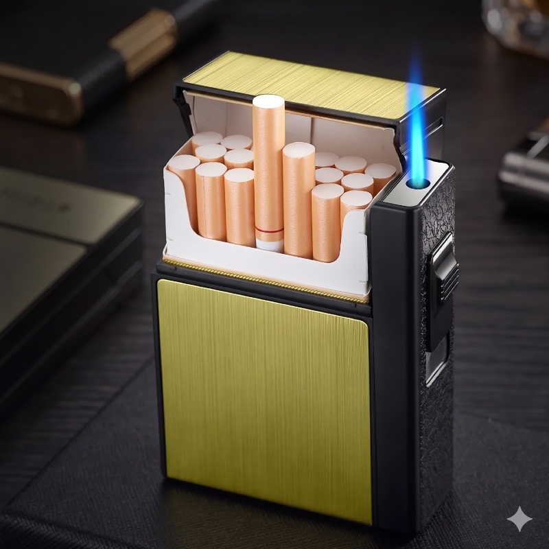 Cigarette Box with Built-in Lighter