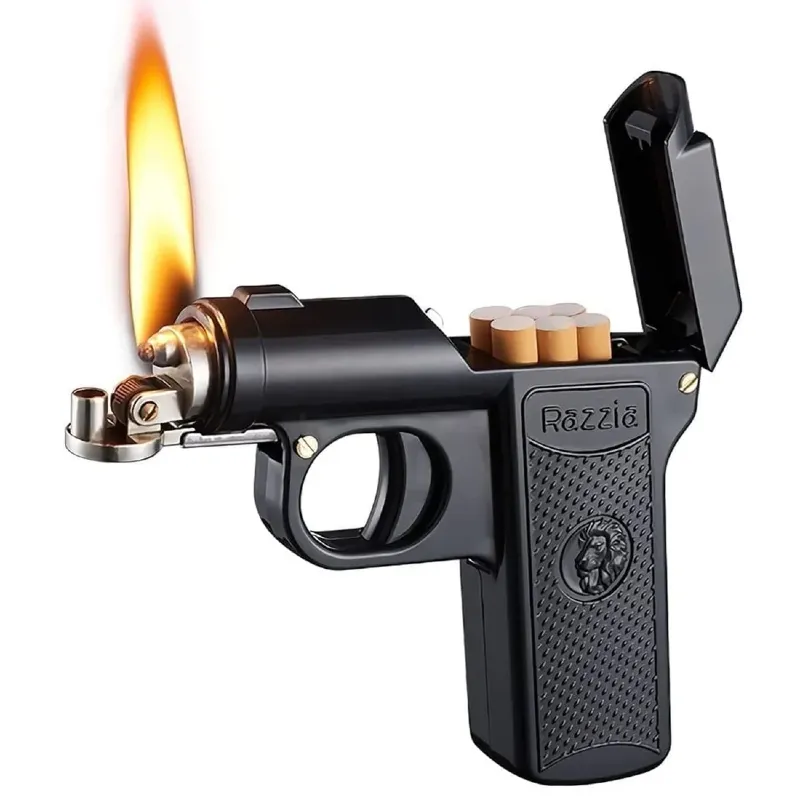 Gun Shaped Lighter With Cigarette Case