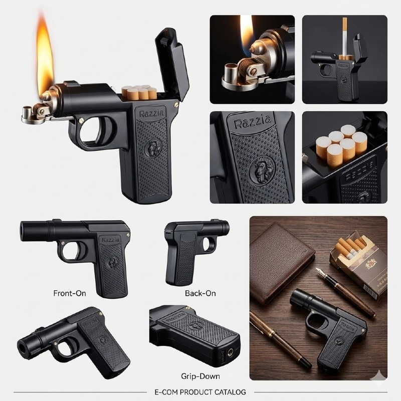 Gun Shaped Lighter With Cigarette Case