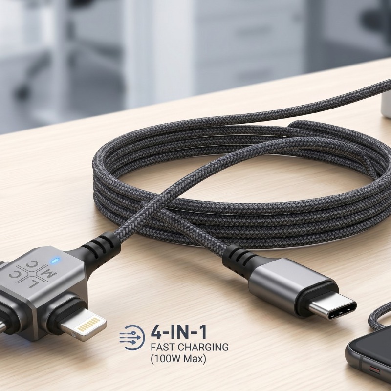 4 in 1 Fast Charging Cable | Multi-Port USB-C to Type-C & Lightning