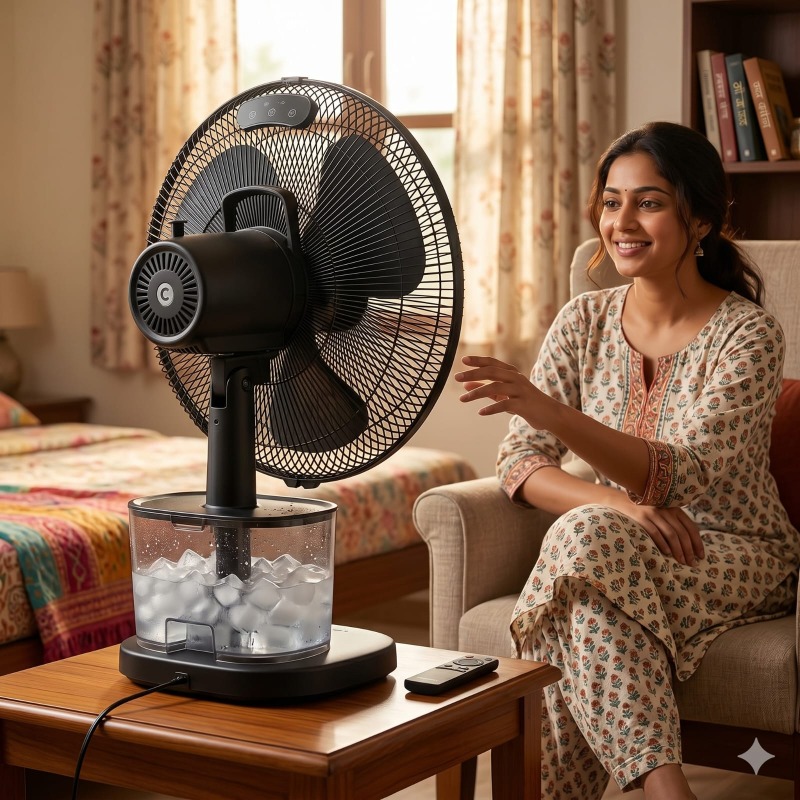Ultra-Cool Portable Mist Fan with Remote Control – High Capacity Ice Tank & 3 Wind SpeedsCooler With Remote
